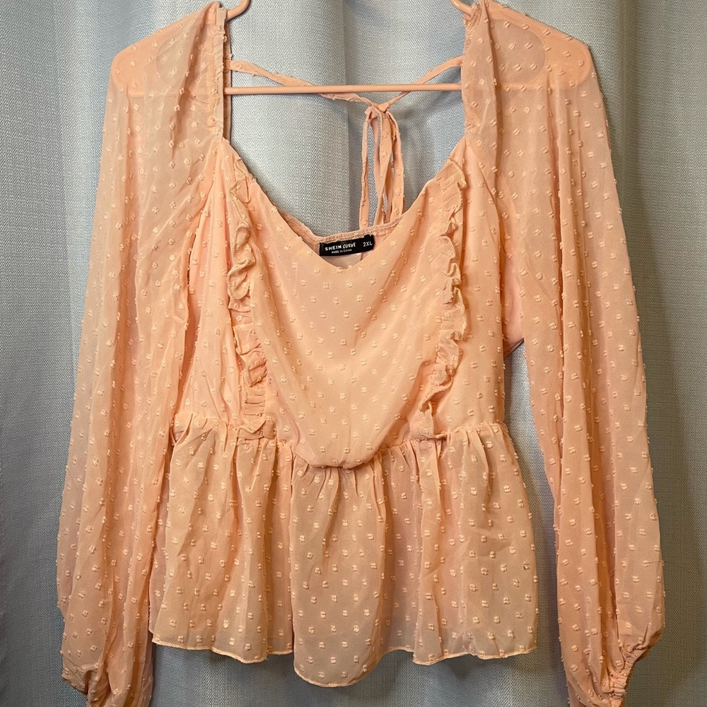 Shein Curve | 2XL Pink Blush Pompom top Loose